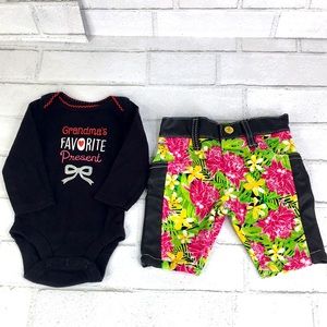 Apple Bottoms Pants & Grandma Top 0-3 Mos. *E